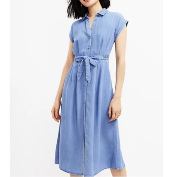 LOFT Dresses & Skirts - Loft Chambray Midi Shirt Dress size 8